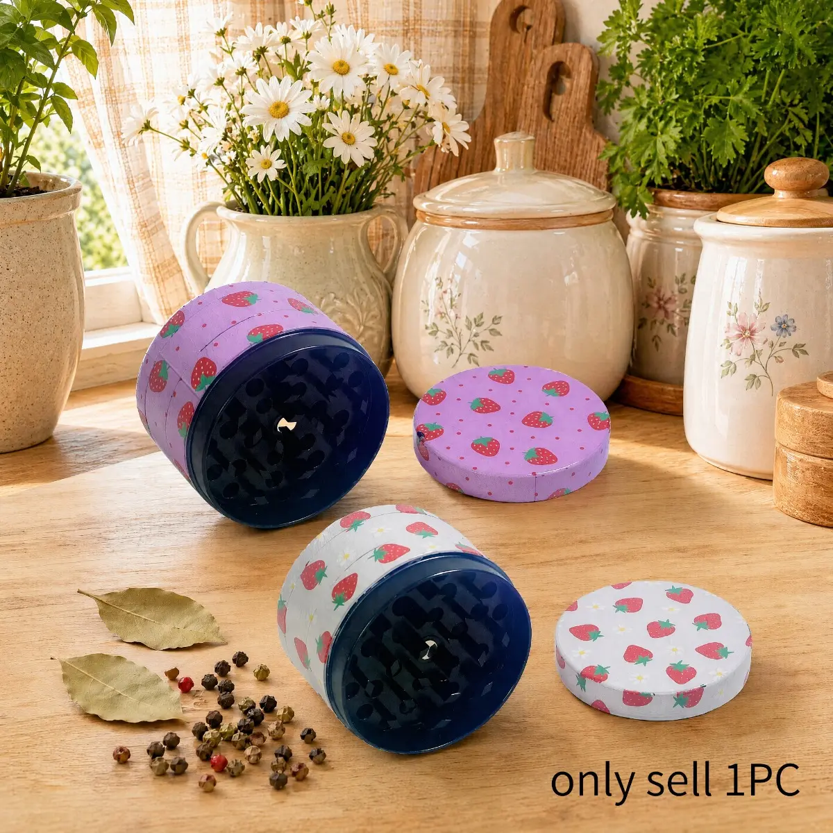 2inch 5cm Mini Manual Pepper Mill Peppercorn Dry Spice Grinder Purple White Strawberry Print Option Compact Kitchen Seasoning Tool Home Cooking Meal Prep Kitchen Gadgets