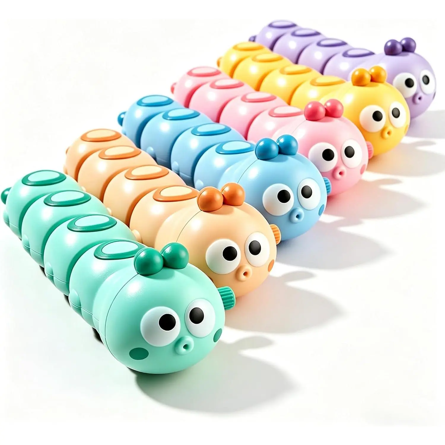 6-Piece Plastic Caterpillar Wind-Up Unisex Toy Set, Sensory Party Favors for 4-6 Years Old Boy, All Seasons Classroom Bulk Prizes & Preschool Goodie Bag Stuffers, Sensory Toys