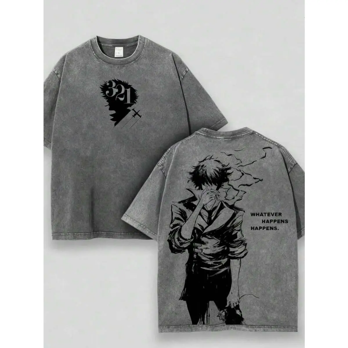 Soft Cotton Cowboy Bebop Spike Spiegel Anime Graphic T Shirt Short Sleeve Crew Neck Retro Casual Daily Anime Convention Mens Womens Streetwear Tee