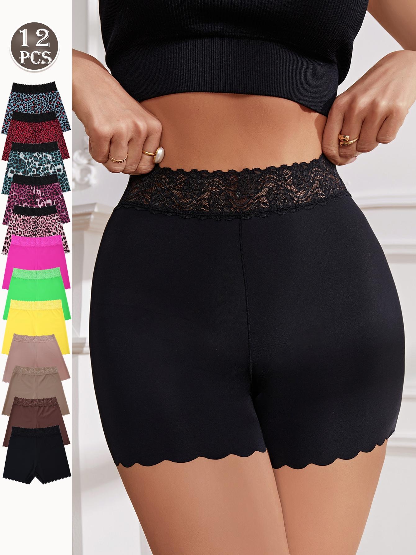 12PCS Women's Comfortable Lace Trimmed Underwear Set Seamless Panties Collection, Breathable & Stylish Design for Daily Wear, Lace Trim Panty