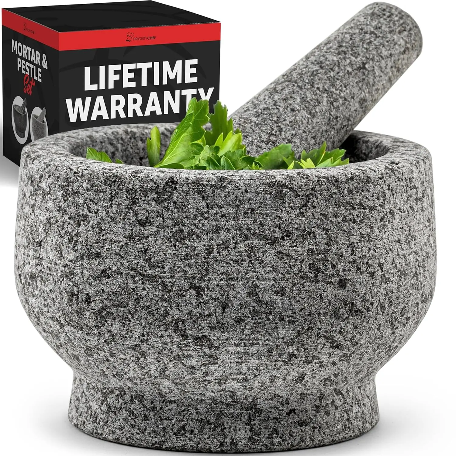 Granite Mortar and Pestle Set, Natural Stone Spice Grinder Bowl with Heavy Duty Pestle, Herb Crusher for Guacamole, Garlic, Herbs and Seasonings Kitchen Tool