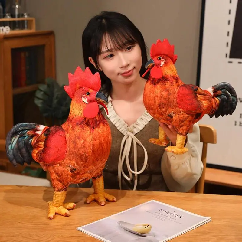 30cm Realistic Rooster Soft Toy, Unisex Simulation Stuffed Animal Doll, Plush Chicken Pillow for Room Accessories, Ideal Gift for Animal Lovers