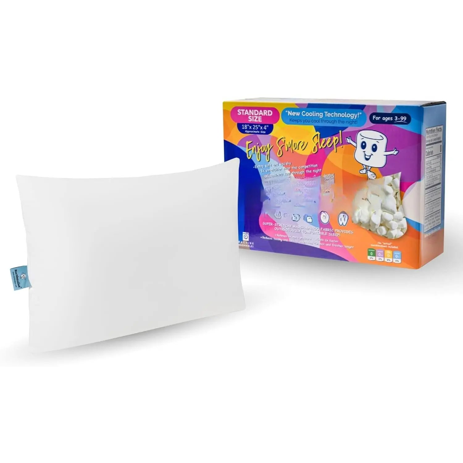 Cooling Pillow,  and  Support,  Sleeping Bed Pillow Marshmallow Puff for  -Free Sleep, Adjustable Pillow with Cooling Technology (Standard Size, Soft Pillow)
