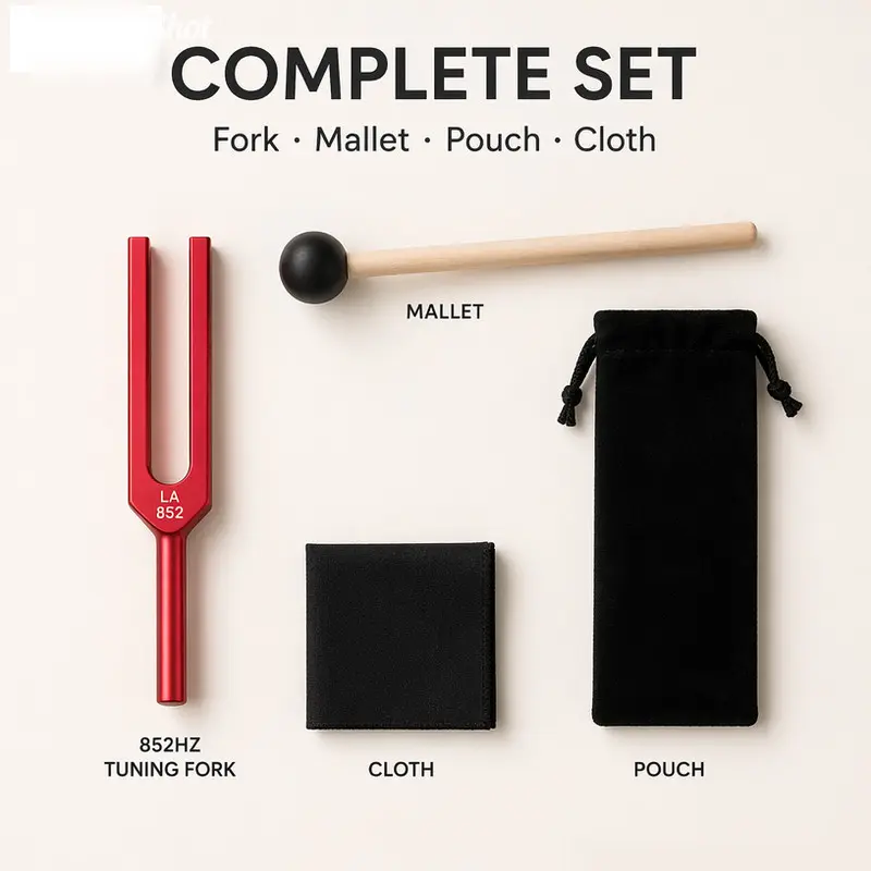 852hz Tuning Fork with Hammer and Fabric Storage Bag, Ideal for Yoga Healing, Ear Vibration Massage, Meditation, Resonance, Teaching