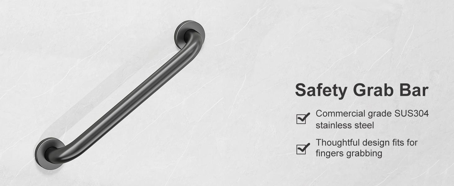 2 Pack Shower Grab Bar, 16 Inch Stainless Grab Bar Handicap Bars, Shower Handle Bath Handle, Safety Bars for Seniors, Elderly or Handicapped (Black)