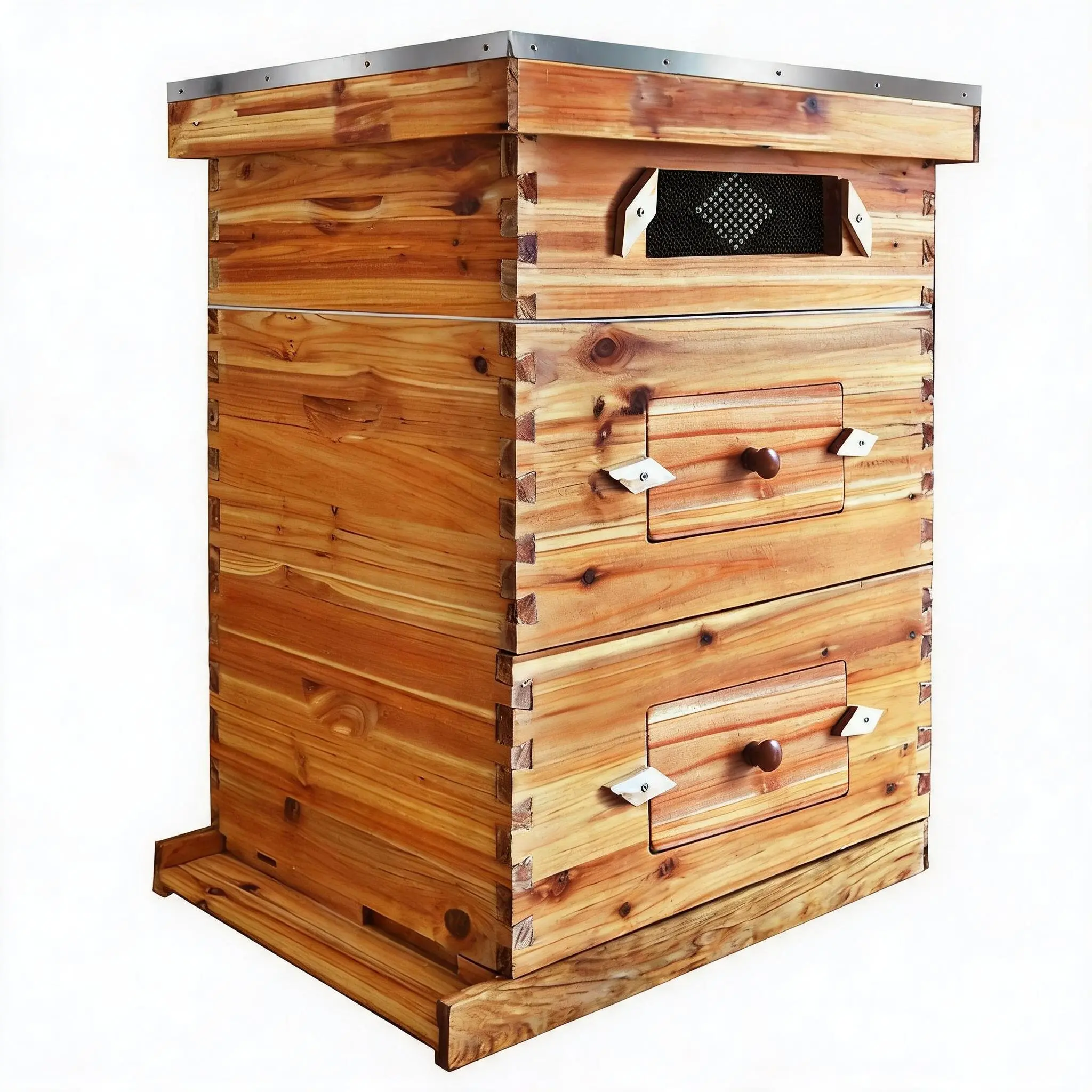 10-Frame Bee Hive Starter Kit for Beekeepers Dipped in 100% Beeswax with Acrylic Window, Beehives Frames and Wax Foundations for Beginner Beekeepers, 2 Deep Box and 1 Medium Bee Box