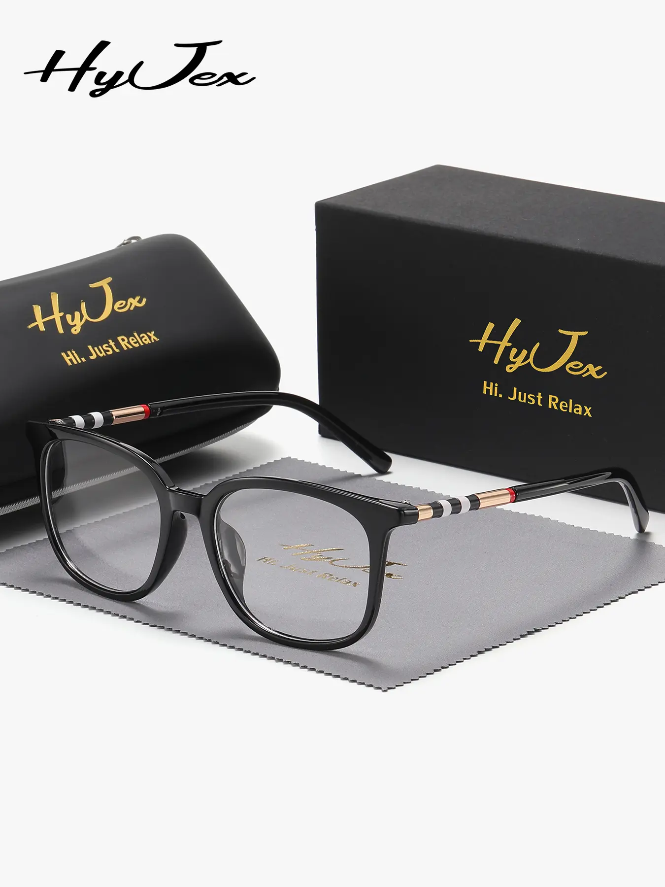 HyJex 1 Piece Unisex Preppy Style Full Frame Plaon Glasses Steady Temperament Square Frame Plaon Glasses