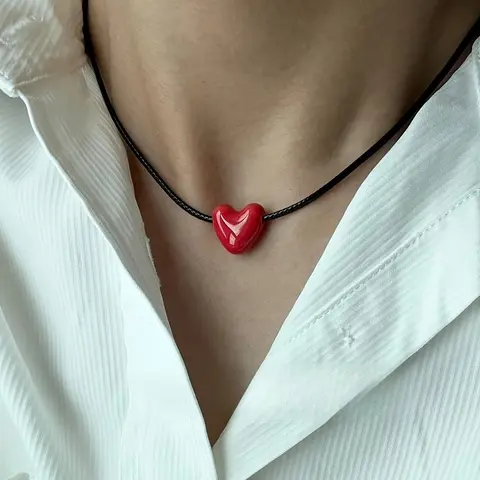Dainty Chain Heart Pendant Necklace for Women, Minimalist Classic Charm Jewelry Gifts, Perfect Birthday & Valentine's Day Gift