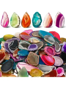 7pcs 7 Colors Drilled Brazilian Agate Raw Stone Slices Wind Chime Colorful Pendant Necklace Accessories Car Hanging Ornament Natural Agate Raw