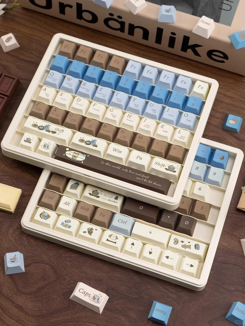 130 Keys PBT Keycaps Sea Salt Chocolate Theme Cute Keycaps Cherry Profile Dye Sublimation Custom Key Caps Set for Cherry Gateron MX Switches Mechanical Keyboards