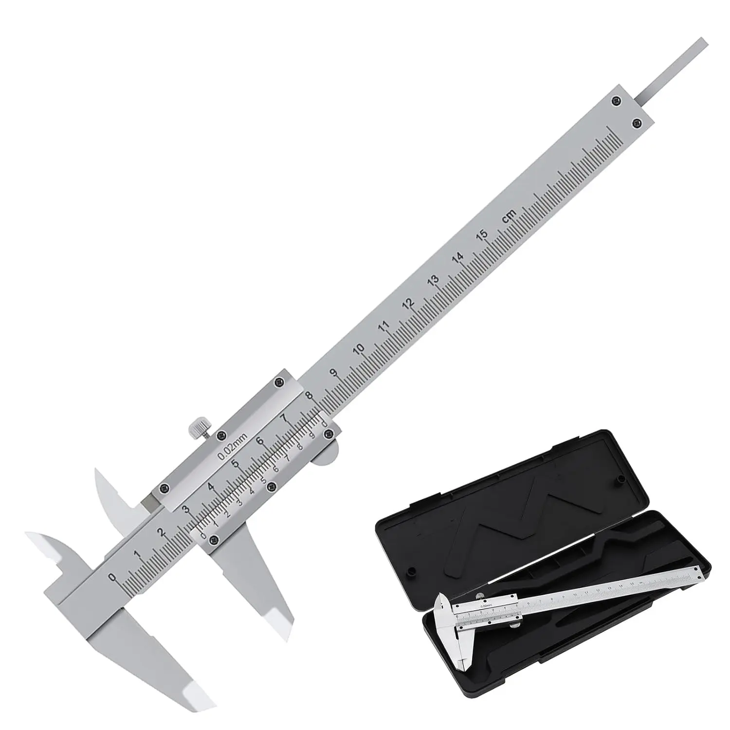 6" Carbon Steel Non Digital Caliper Metric 0-150mm Manual Micrometer 0.02mm High Precision for Inside Outside Depth and Step Measurements