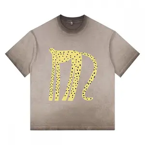 Abstract Long Leg Cheetah Graphic T-Shirt - Vintage Washed Tee
