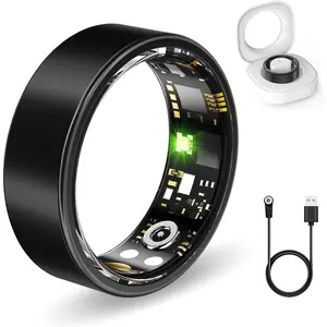 Smartphone Sync Smart Titanium Ring,Smart Rings for Women Men, Fitness Ring with Heart Rate, Blood Oxygen, HRV, Stress, Sleep Tracker, Step Tracker, No Subscription Fee, lP68 Waterproof Smart Ring for iPhone & Android