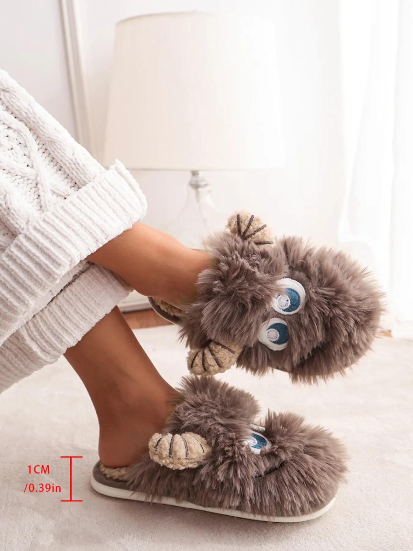Women's Cozy Plush Monster House Slippers, Fashionable Cute Comfortable Fuzzy Daily Casual Shoes, Warm and Stylish Home Footwear