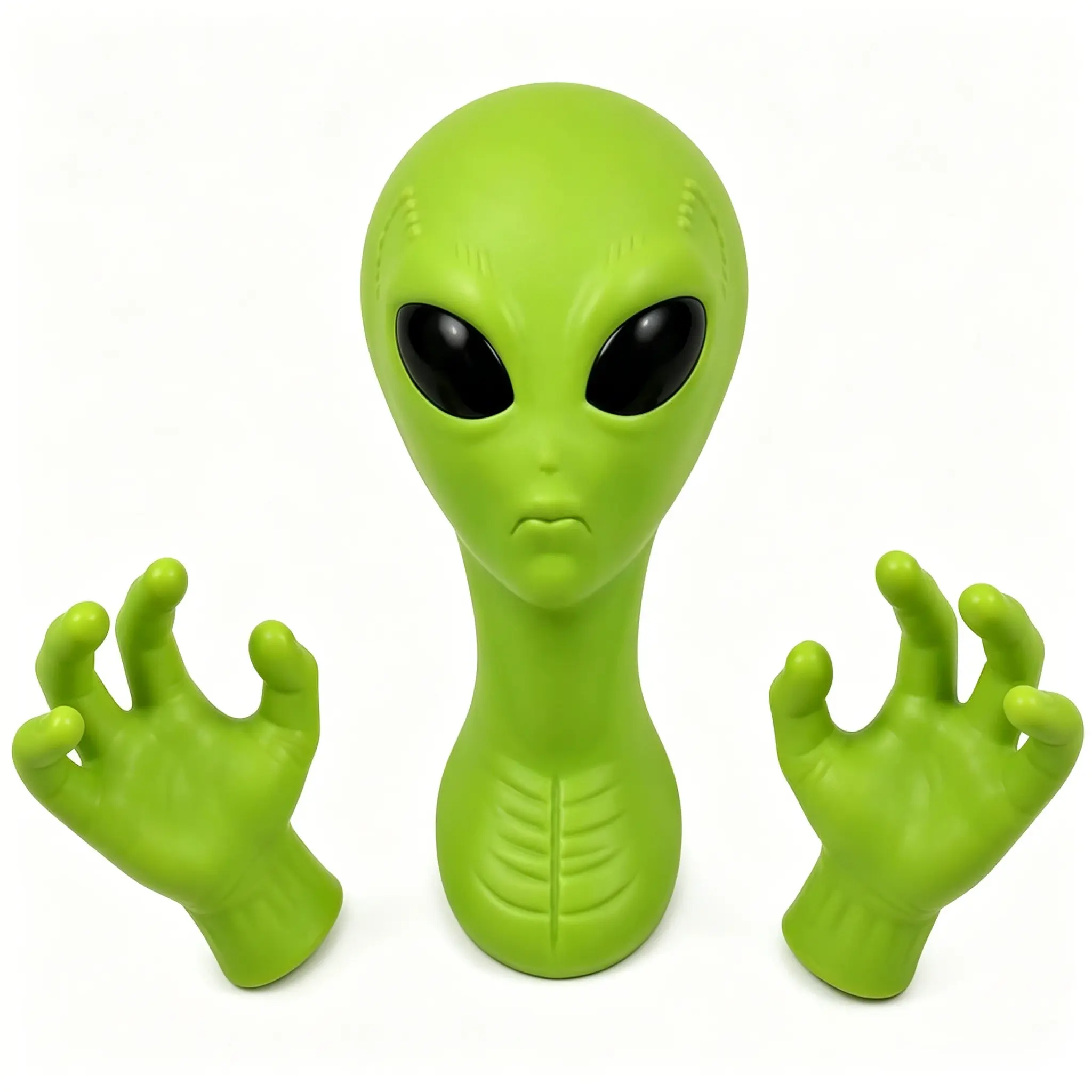 3D Green Wall Decor, PVC Alien Head and Hands Wall Sculpture with Quirky Charm for Bedroom Living Room Entryway Photo Prop (Green Alien Wall Hanging)