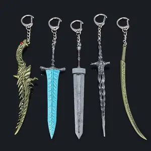 14cm Ring Dark Moon Greatswor Eldens Keychain Pendant Bloodhound's Fang Keyring Cosplay Fans Props Men Women Backpack Jewelry