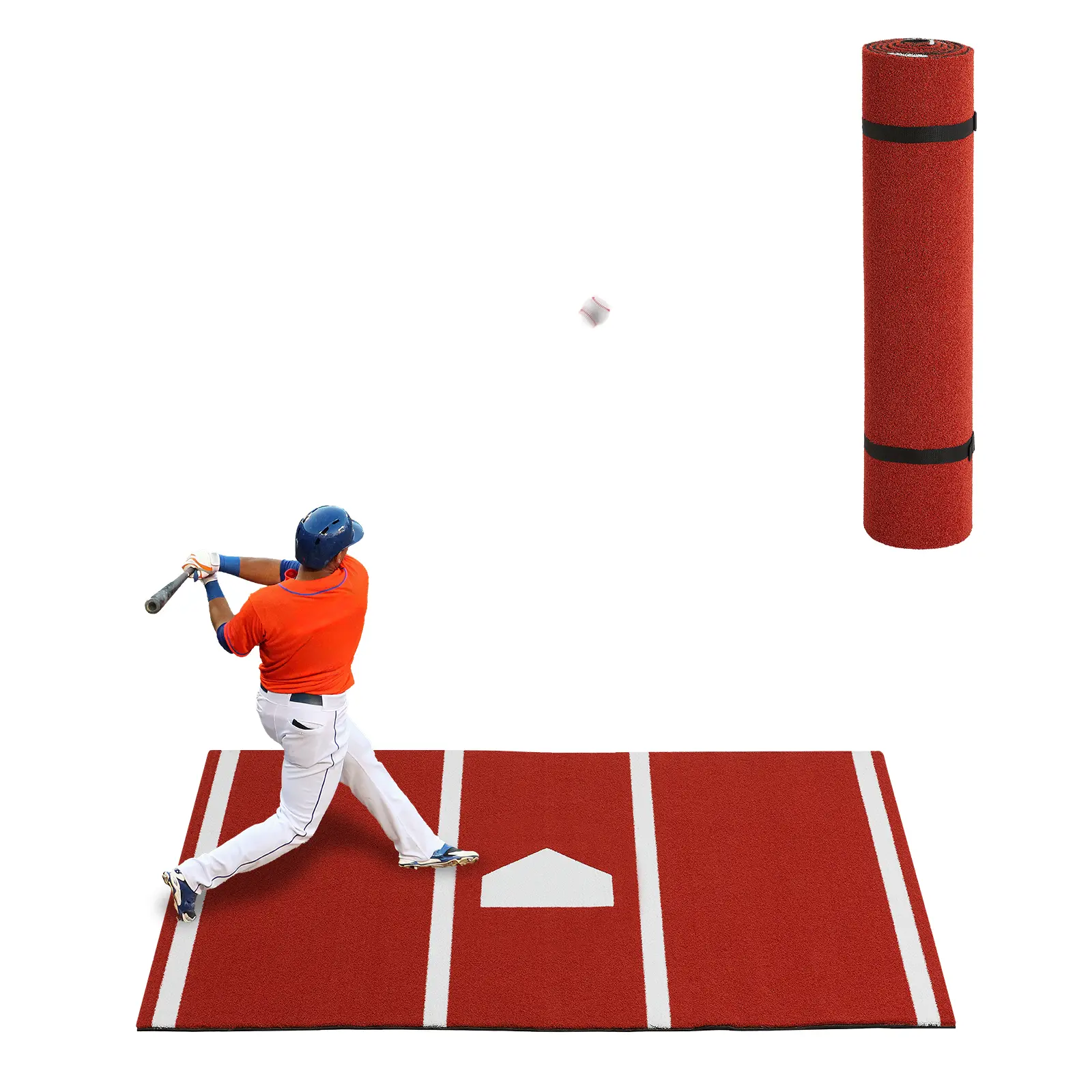 Baseball Batting Mat,  Baseball Softball Hitting Mat with Home Plate,Hitting Mat Turf with Batters Box and Home Plate for Outdoor Batting Cage Baseball and Softball Stance Practice 6 x 4 ft Mat