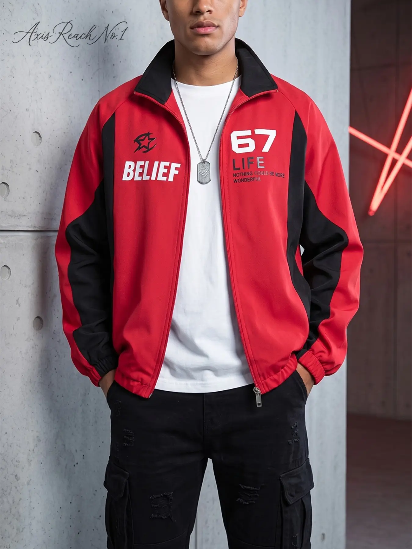 A1 Men Color Block Zip Up Track Jacket Lightweight Casual Athletic Sport Windbreaker Letter Graphic Streetwear Outerwear Coat for Gym Running Outdoor Daily Outfit