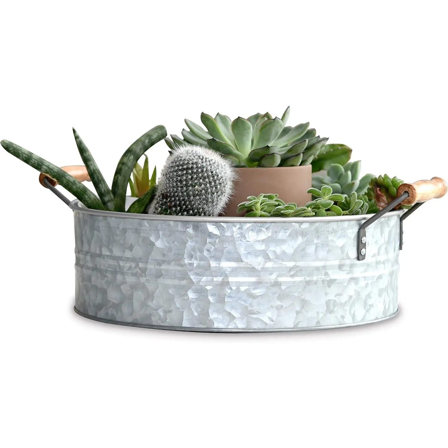 Galvanized Metal Tray for Storage and  Decor | Decorative Tray for Coffee Table, Kitchen, Bathroom, Pantry, Wedding, Christmas, Easter