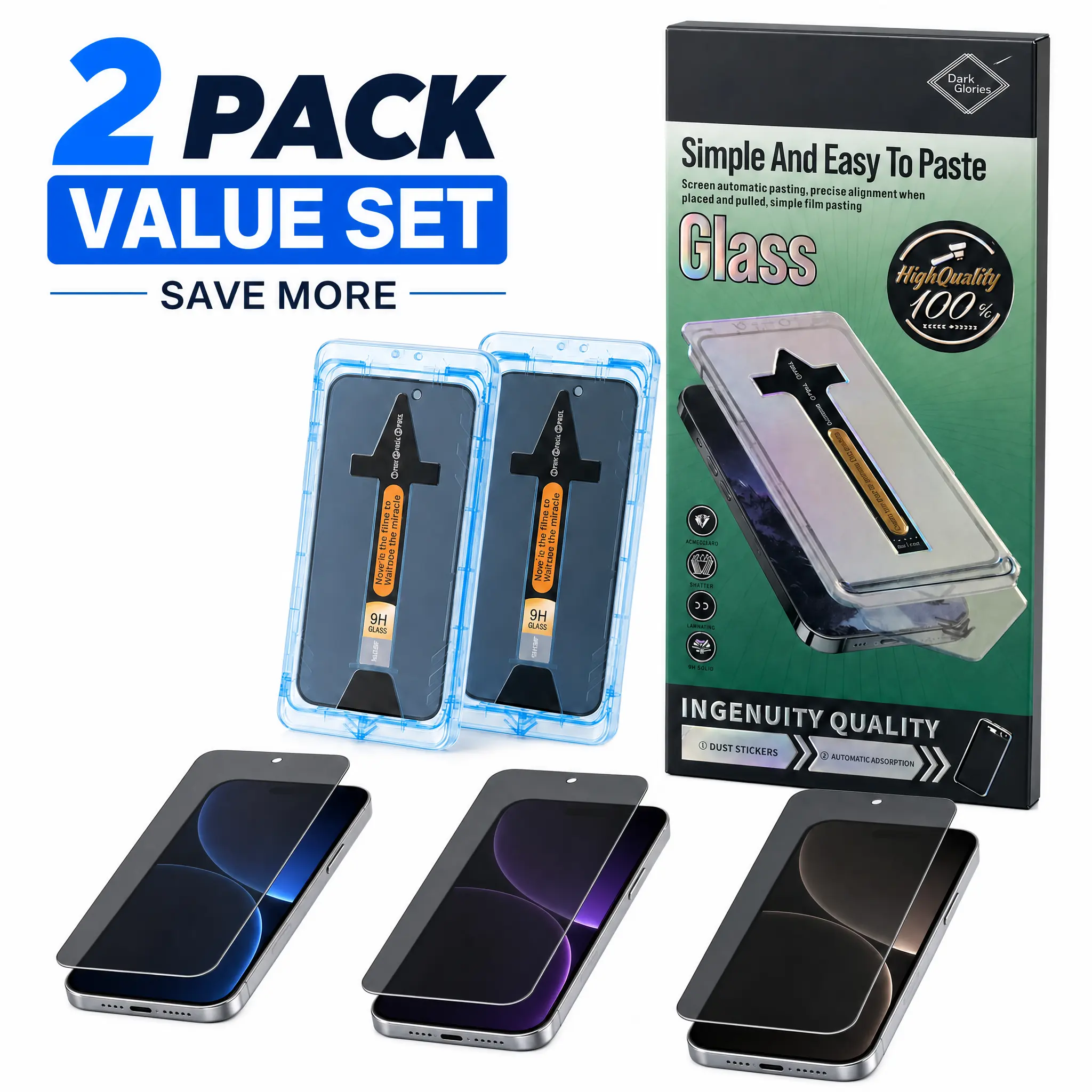 2-Pack 28° Anti-Spy Tempered Glass Screen Protector for iPhone 12 13 14 15 16 17 Pro MAX 9H Hardness Shockproof Full Coverage Privacy Screen Film friendly case bubble-free installation easy summervibes auto dust removal fish anti-peep glass film clear
