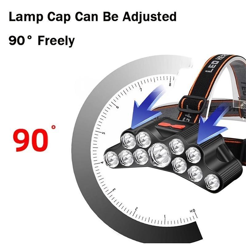 11 LED USB Rechargeable Headlamp, Strong Light Headlamp, Outdoor Camping Light For Night, Men Gifts