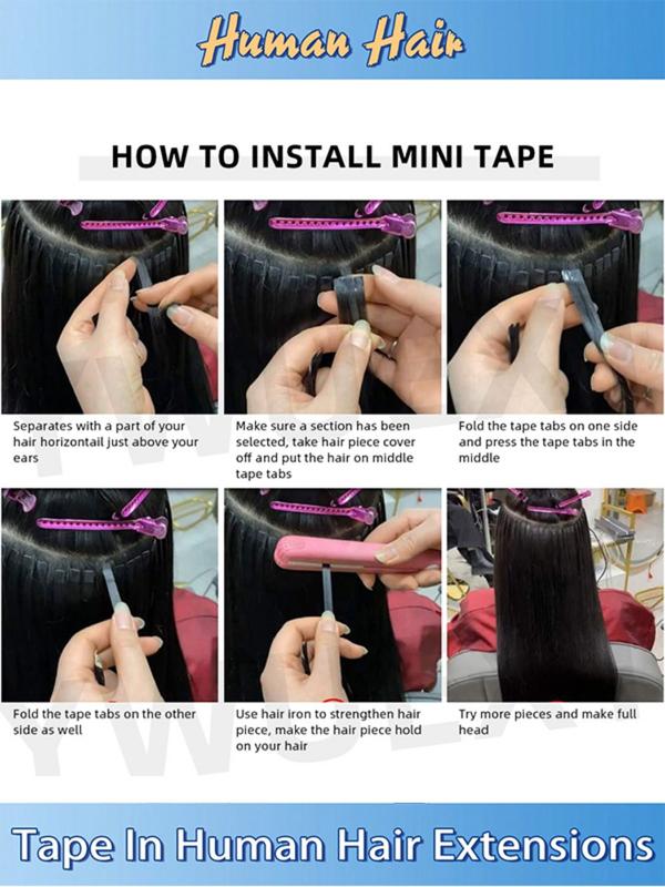 10 Piece Hair Extensions, Real Human Hair, Invisible Straight, Easy to Wear and Remove, Natural Look, Suitable for Women