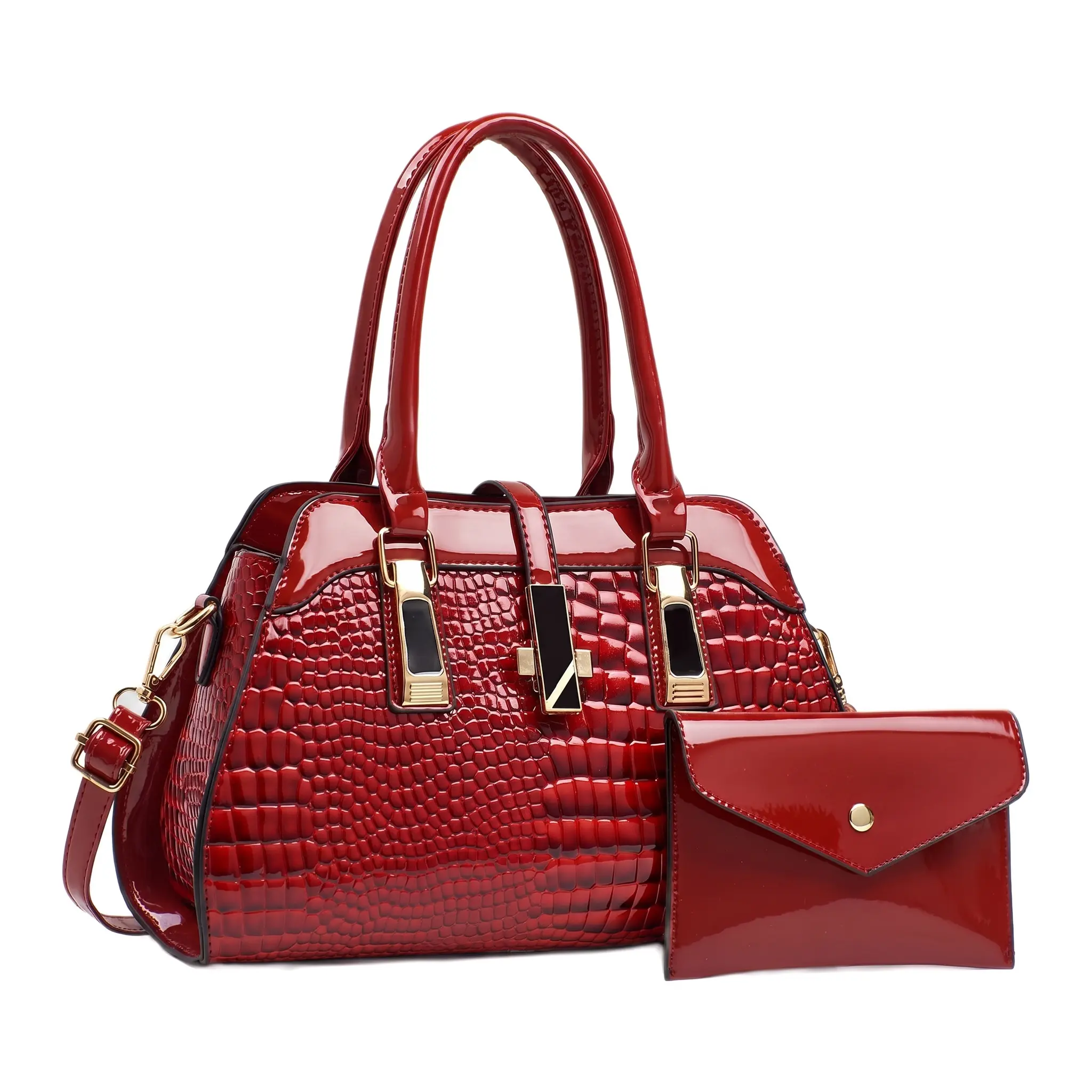Crocodile Print Tote Bag for Women, Structured PU Leather Shoulder Bag with Glossy Finish and Large Capacity for Daily Wear, Large Capacity Bag