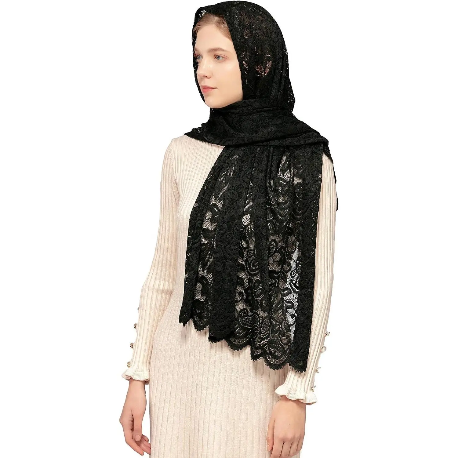 Rectangular Chapel Veil Scarf Catholic Church Veils Mantilla Wrap Shawl Mass Head CoveringGift