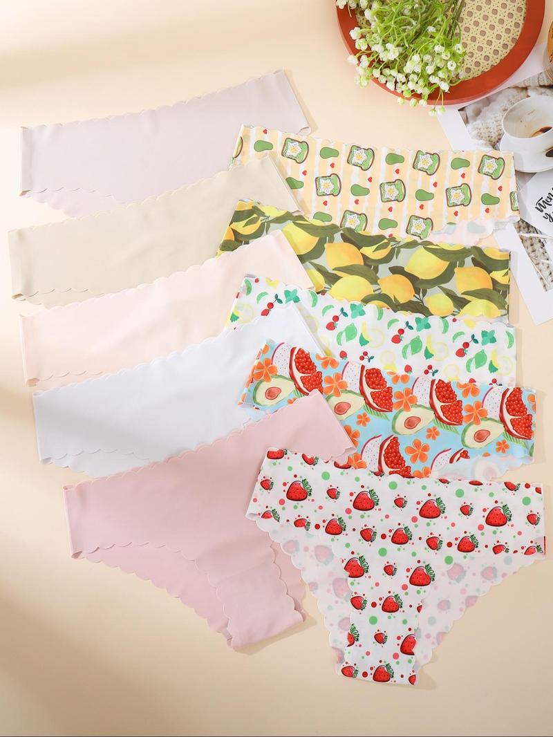 Women's Leopard & Halloween Print Underwear Set, Breathable Seamless Mid-Waist Thong Panties, Casual Fitted All-Seasons Lingerie