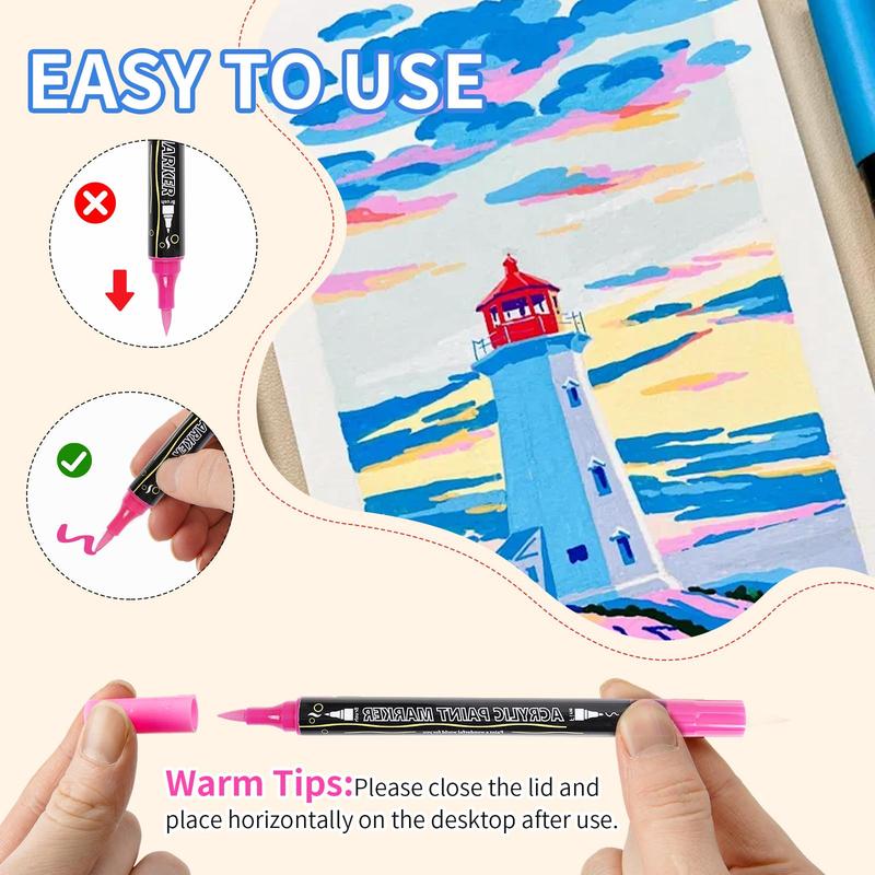 Acrylic Paint Marker Pen Set, 12/24/36/48/60/72/120pcs Double-ended Acrylic Paint Marker Pen, Art Supplies for Rock Glass Ceramic Wood DIY Craft Painting #TOP PICKS