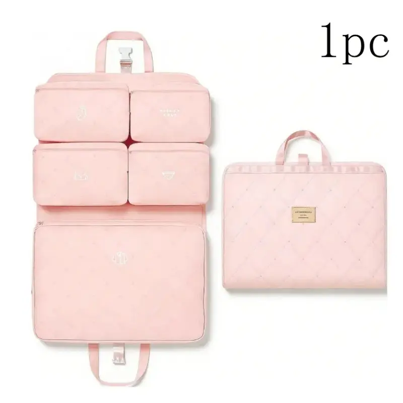 Hanging Travel Organizer with Compression Packing Cube, Multi-Layer Storage for Socks Underwear & Bras, Foldable Luggage Organizer for Suitcase and Carry-On, Compression Travel Cubes