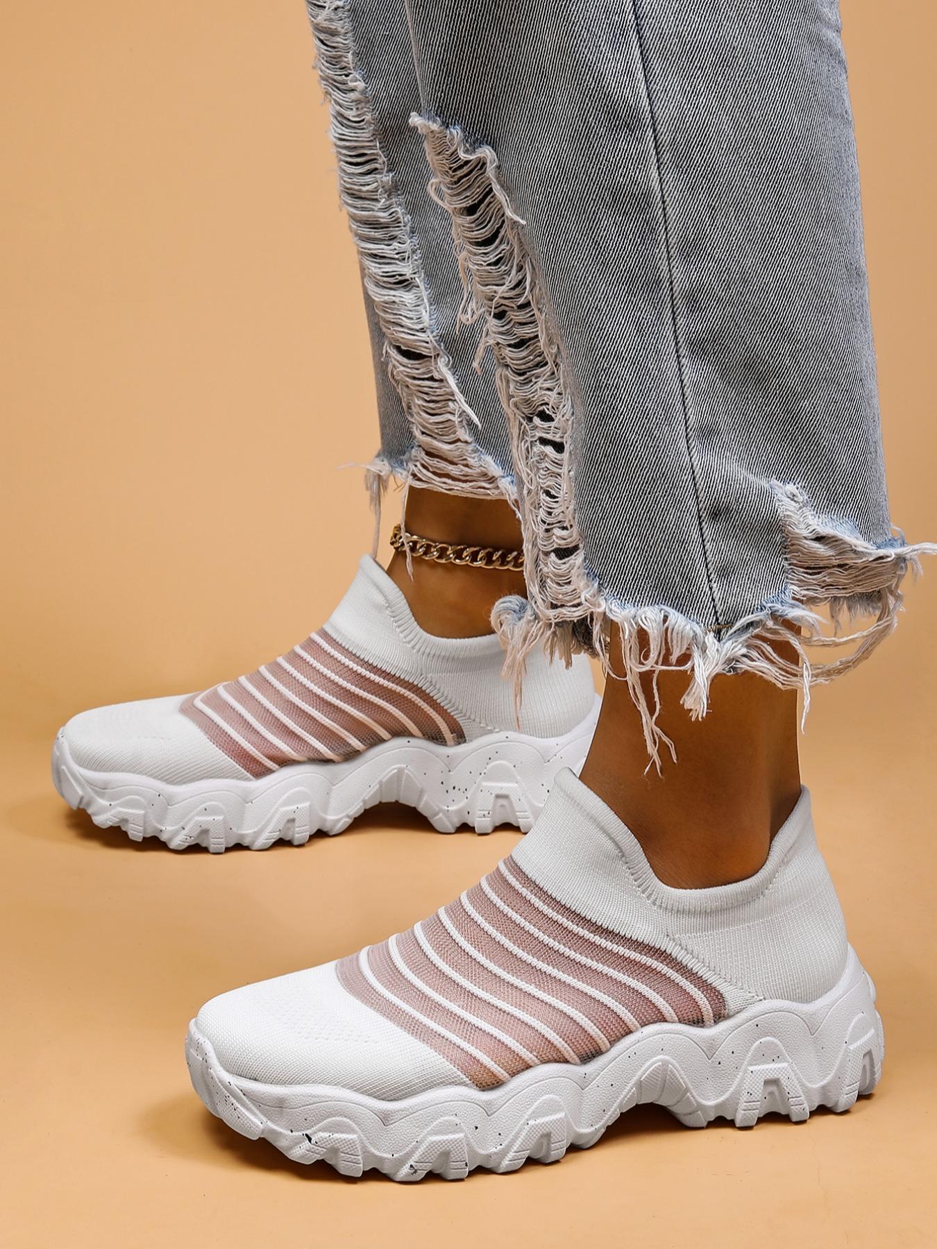 Women's Fashionable Breathable Mesh Sneakers, Casual Comfortable Sports Running Shoes, Female All-match Round Toe Shoes for Daily Wear, Athletic Running Shoes