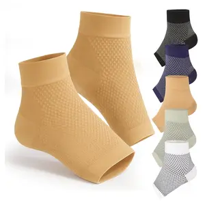 Ankle Compression Sleeve  Plantar Fasciitis & Achilles Tendonitis Relief – Open Toe Support Socks Reduce Foot Pain, Heel Spurs & Swelling – Everyday Comt - Beige Nude - Large