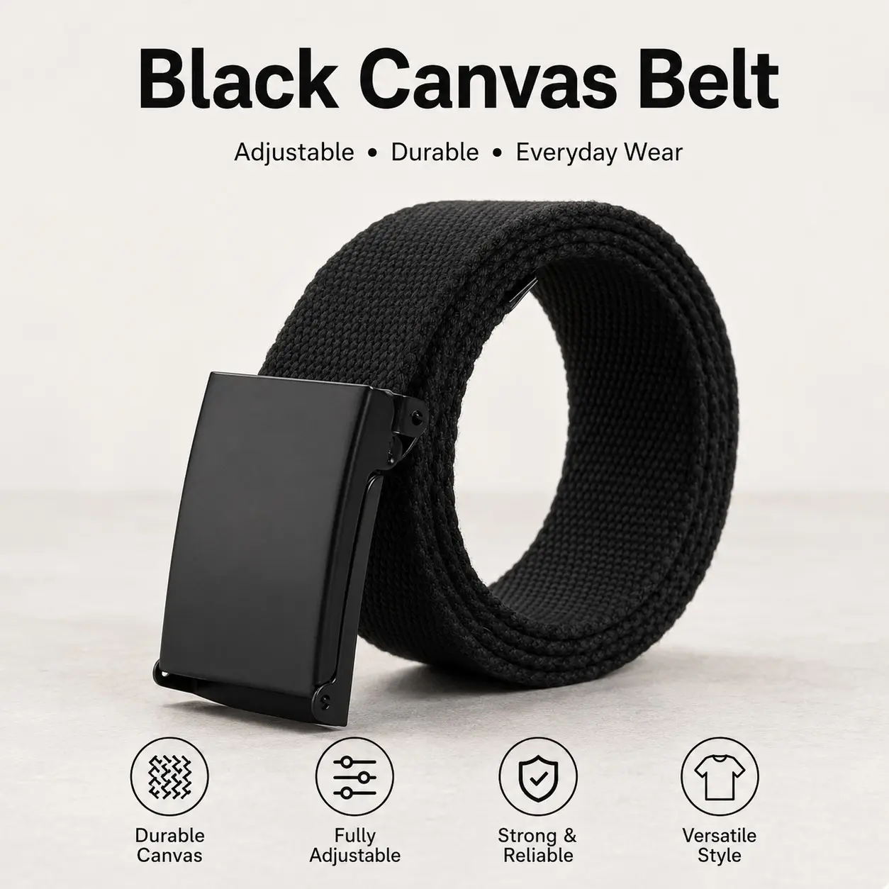 Adjustable Canvas Belt, 120cm Long, Simple and Durable, Multi-Functional, Suitable for Daily Casual Workwear and Outdoor Use, Durable Belts