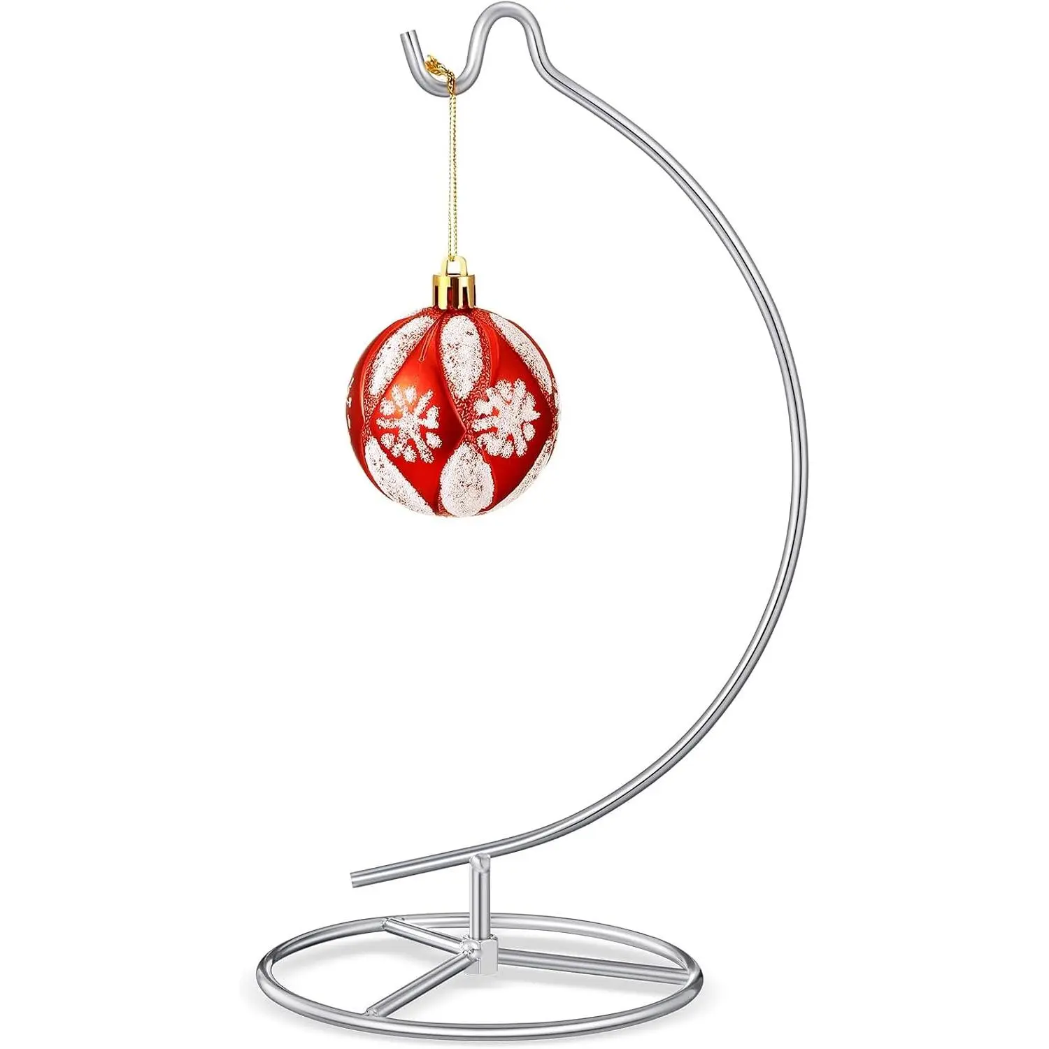 10.43in H Decorative Silver Metal Frame Ornament Display Stand Holder, Hanger for Glass Ball Air Plant Globe Terrarium, Ideal for Christmas Decor & Home Office Gift (Home Supplies)
