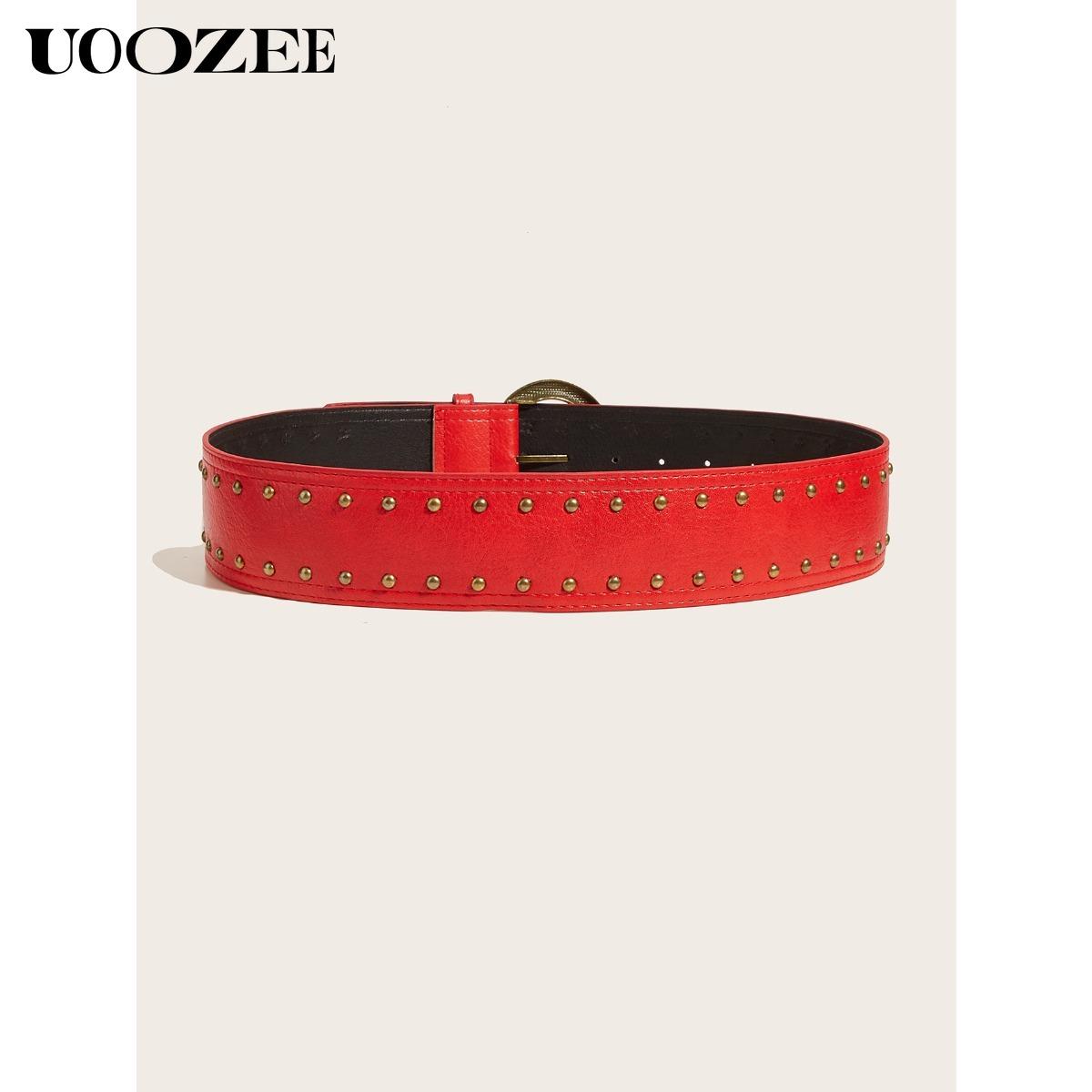 UOOZEE 2025 Fashion Punk Style Rivet Personality Belt Decoration Versatile Pin Buckle Belt Trendy Belt, Various Colors Optional