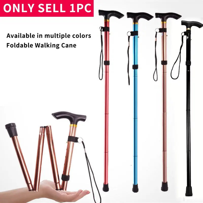 Lightweight Telescopic Trekking Stick, 5-Section Adjustable Crutches, Portable Folding Canes for Adults and Elderly, Model 6979881280457