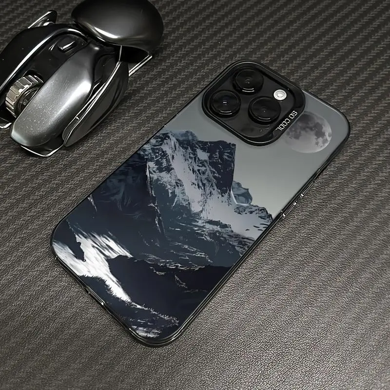 Cellphone Casing Protector for iPhone 17, 16 Pro Max, 15 Plus, 14, 13, 12, 11, XR, XS - Trendy Snow Mountain & Moon Pattern, Full Body Protection, Scratch Resistant PC Mobile Phone Accessories (HMD61), Polycarbonate