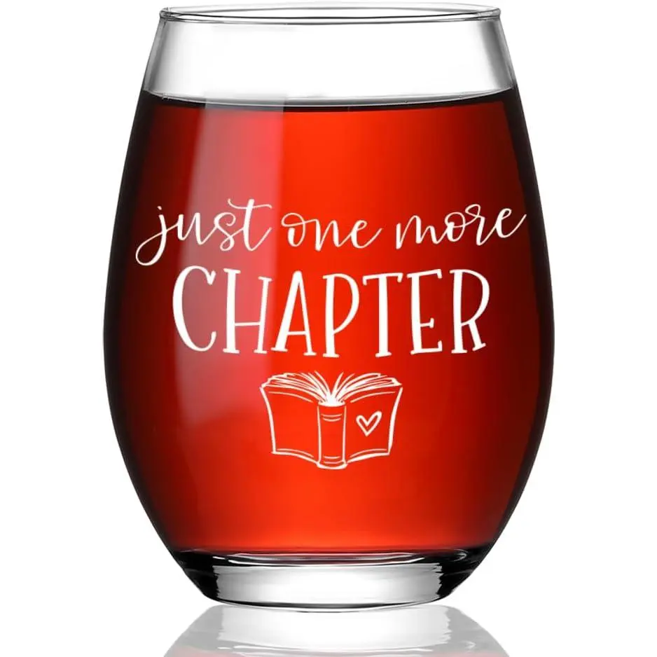 Bookish  Glass  for Women Reading Teacher,Just   Chapter,Book Lovers Stemless  Glass Birthday Gifts for Readers Librarian,Book Club Gifts for Christmas Thanksgiving-10