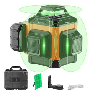 VEVOR 100ft Self Leveling Laser Level, Manual Green 3x 360 Cross Line Laser, Manual Self-leveling Mode IP54 Waterproof 8h Continuous Working Time Line Laser, Battery/Stand Included