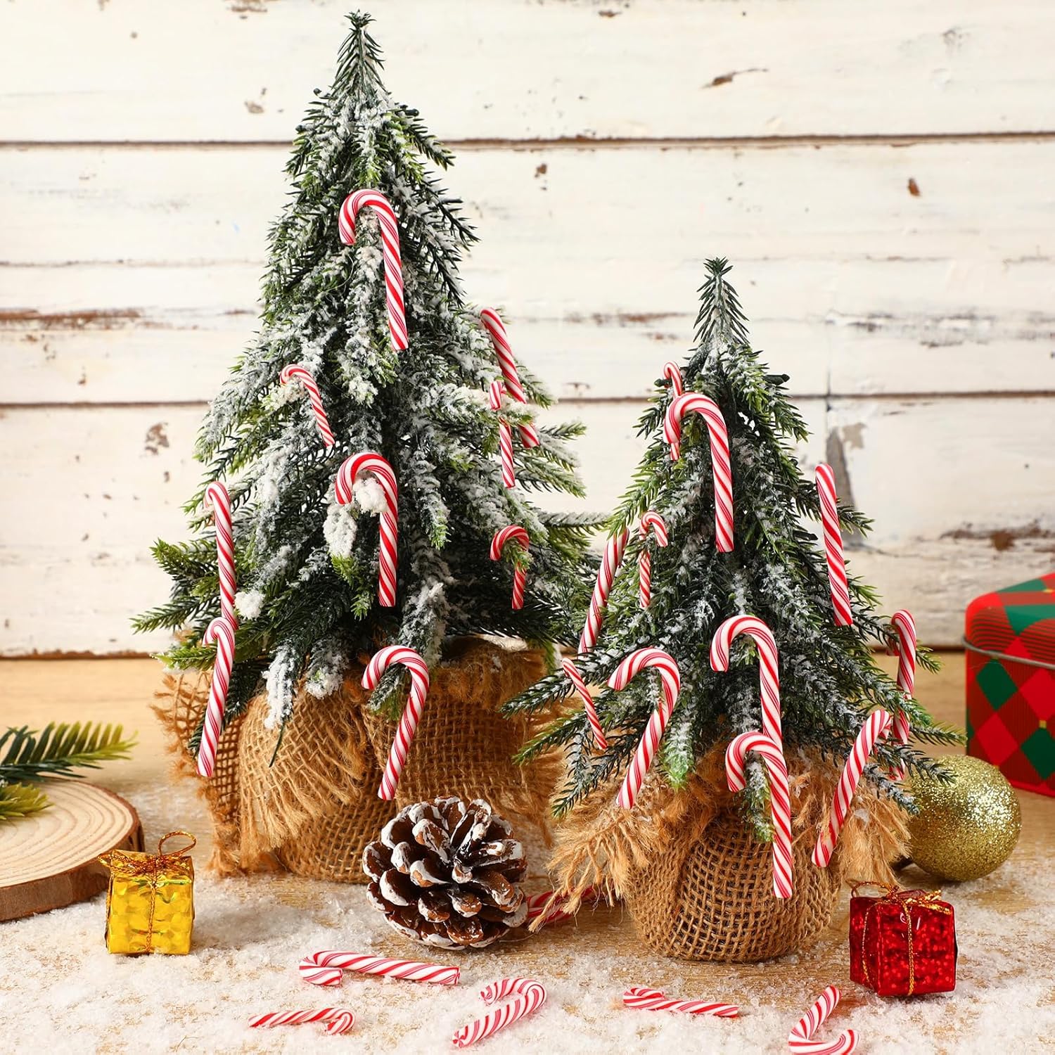 10/30/50Pcs Mini Candy Cane Christmas Decoration Red White Resin Candy DIY Crafts Xmas Pendant Navidad Home Decor 2025 New Year