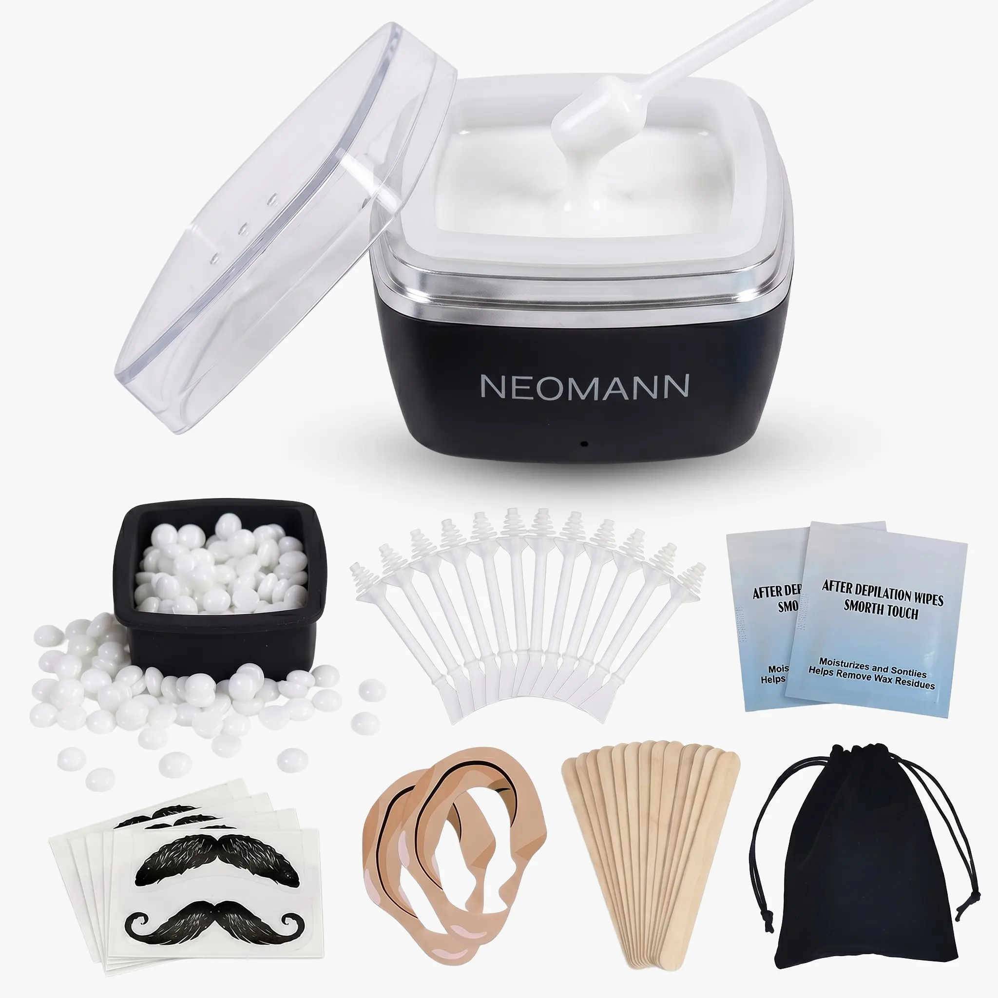 NEOMANN waxer mini Stripless Wax Kit for Face, Eyebrow & Lip for Women & Men – Quick & Easy Mini Wax Warmer for Eyebrow, Chin & Face Hair Removal Waxing Kit - USB, Mess-Free, Compact & Travel-Ready