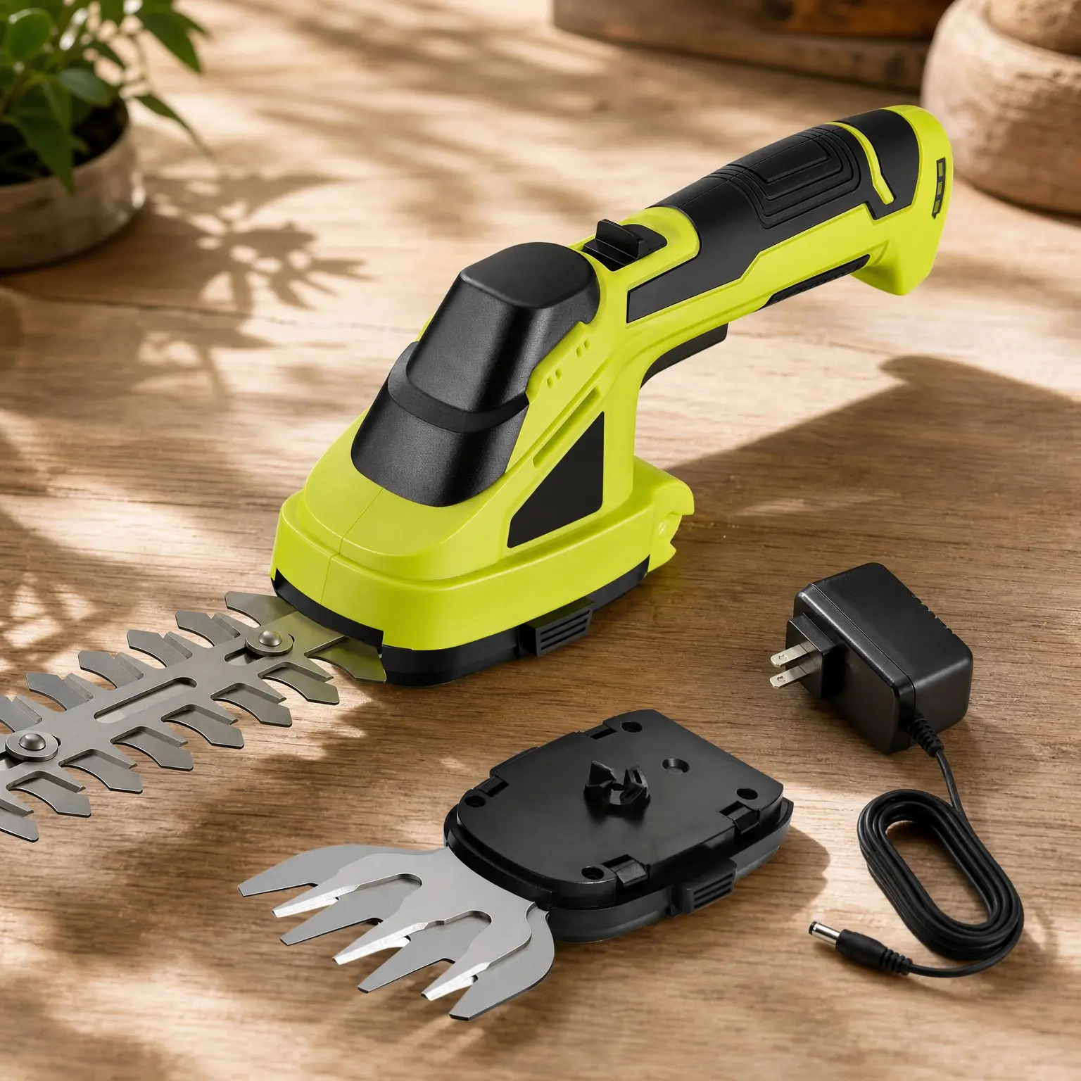 Cordless 2-in-1 Grass Shear & Hedge Trimmer, 7.2V Electric Handheld Shrub Trimmer, Lightweight Garden Shrub Trimmer with Battery & Charger (Green)Gift