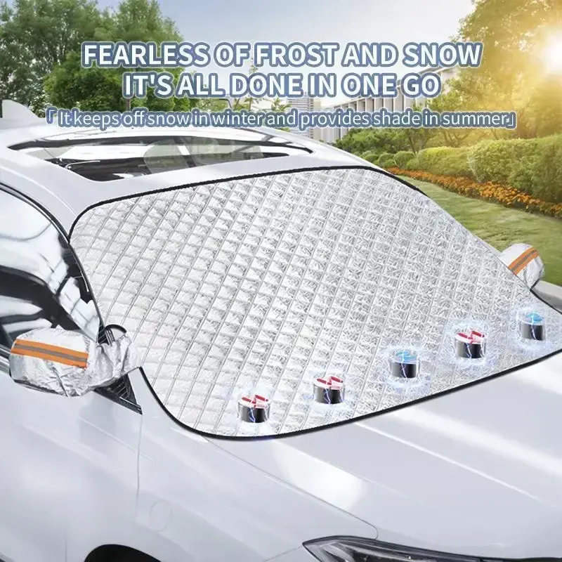 Magnetic Car Windshield Sunshade & Snow Cover, All Seasons Waterproof Protector, Durable Easy-Install Accessory with All-Weather Protection & Interior Cooling Function