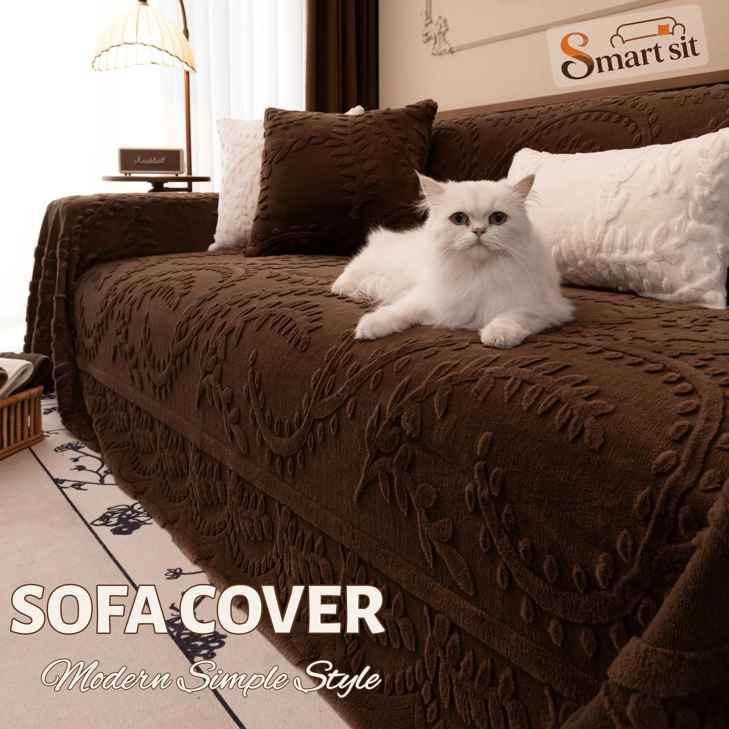 Luxury Plush Sofa Cover, Soft Non-Slip Couch Seat Pad, Machine-Washable & Pet-Friendly Furniture Protector, Full-Coverage Couch Protector Available in Multiple Colors for Sectionals, Loveseats & 1–4 Seater Sofas, Removable Sofa Cover