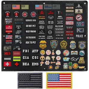 Patch Board, Patch Wall Tactical Patch Display, Hook and Loop Military Patches Holder (Black 27.5" * 33" Comes with 2Pcs Flag Patches)Gift.