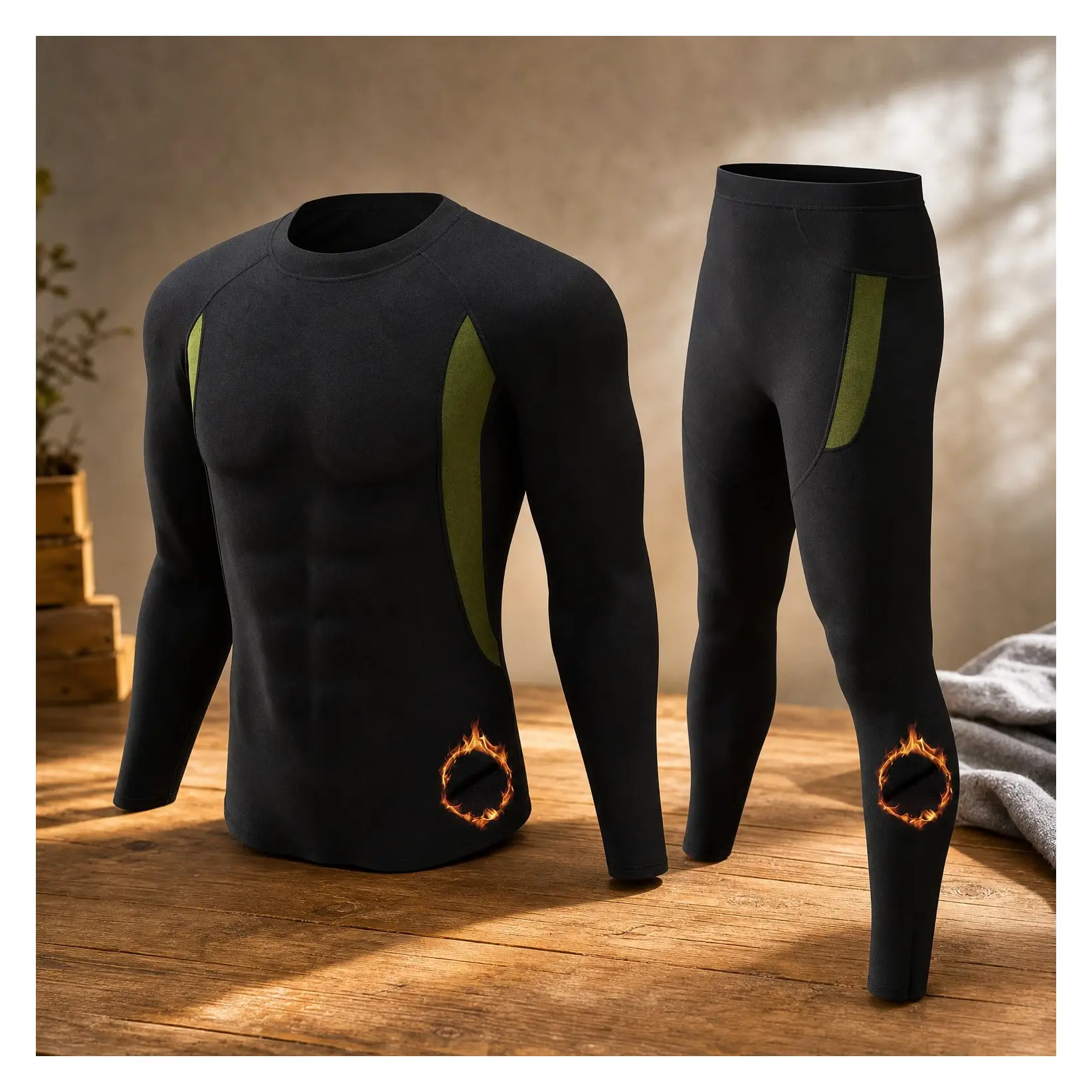 Mens Thermal Underwear Long Johns Set Cold Weather Hunting Base Layer Fleece Lined Top & Bottom Moisture Wicking 4-Way Stretch Ultimate Warm Winter Gear for Skiing OutdoorGift