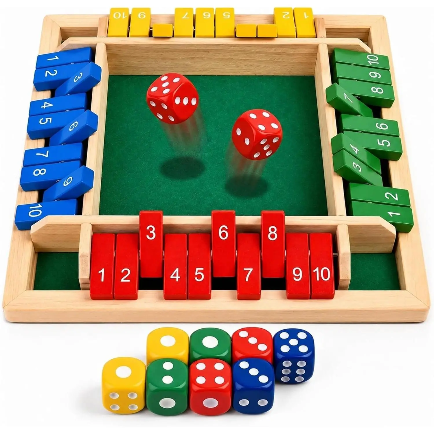 Shut The Box Board Game for 2-4 Players, Wooden Number Flip Tabletop Math Educational Learning Toys, Classic Pub Game for Kids Adults Family Game Night Party Camping Activity