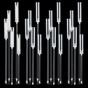 Elegant 45.7in 5-Arm Clear Acrylic Candelabra Centerpiece with Shade – Tall Candle Holder for Floor or Table – Perfect for Weddings, Parties, Home Decor – Fits 0.8in LED Candles (Candles Not Included)