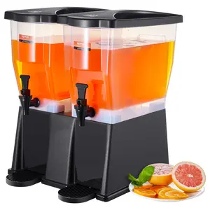 VEVOR Beverage Dispenser, 3 Gallonx 2 Drink Dispensers for Parties, Plastic Juice Dispenser with Stand Spigot Lid, Iced Tea Lemonade Juice Water Dispenser, for Restaurants, Hotels, Parties